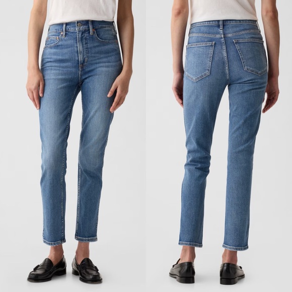 GAP Medium Indigo Cotton Stretch High Rise Vintage Slim Jeans - Picture 1 of 8